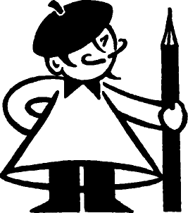 Illustration of an artist with an oversized pencil